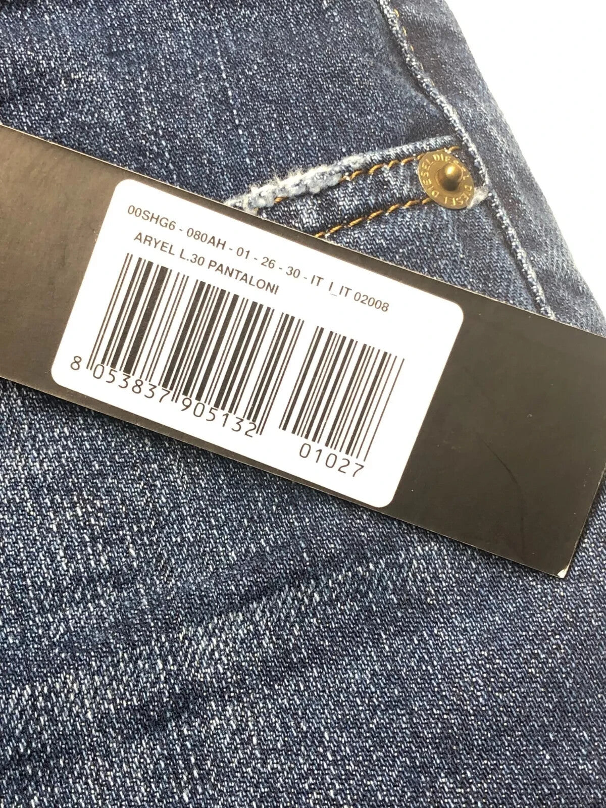 DIESEL Aryel 080AH moteriški džinsai W26/L30 tiesūs, dirbtinai subraižyti, mėlyni, netamprūs 