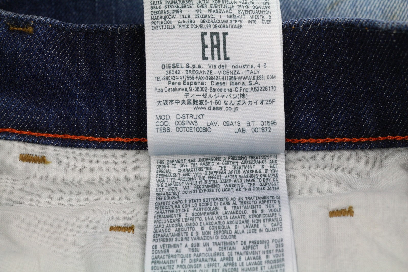 DIESEL D-Strukt 09A13 vyriški džinsai W33/L32 Slim Stretch, RRP 295 €, skalbtos mėlynos spalvos 