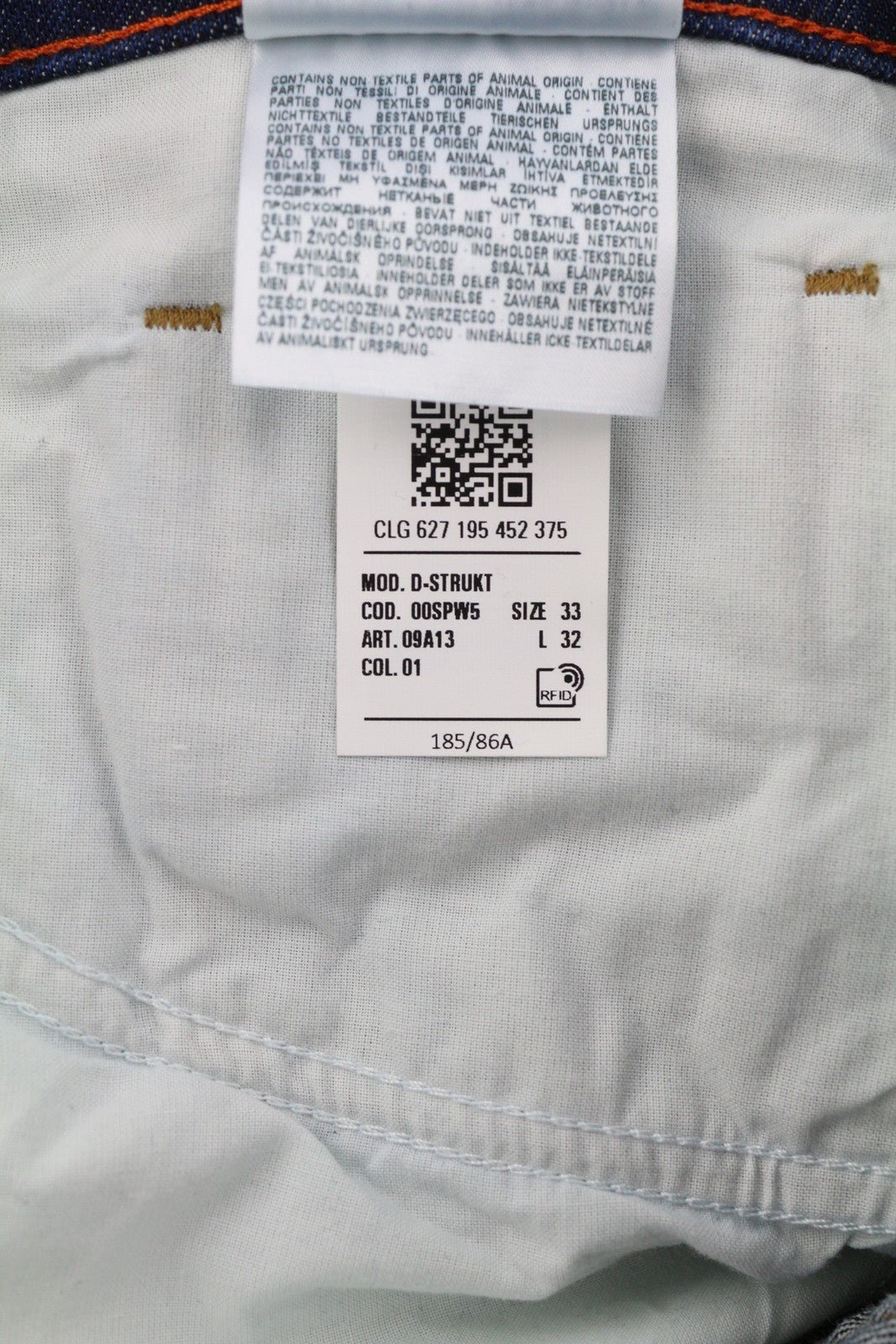 DIESEL D-Strukt 09A13 vyriški džinsai W33/L32 Slim Stretch, RRP 295 €, skalbtos mėlynos spalvos 