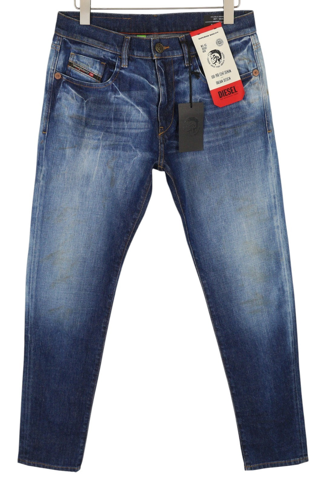 DIESEL D-Strukt 09A13 vyriški džinsai W33/L32 Slim Stretch, RRP 295 €, skalbtos mėlynos spalvos 