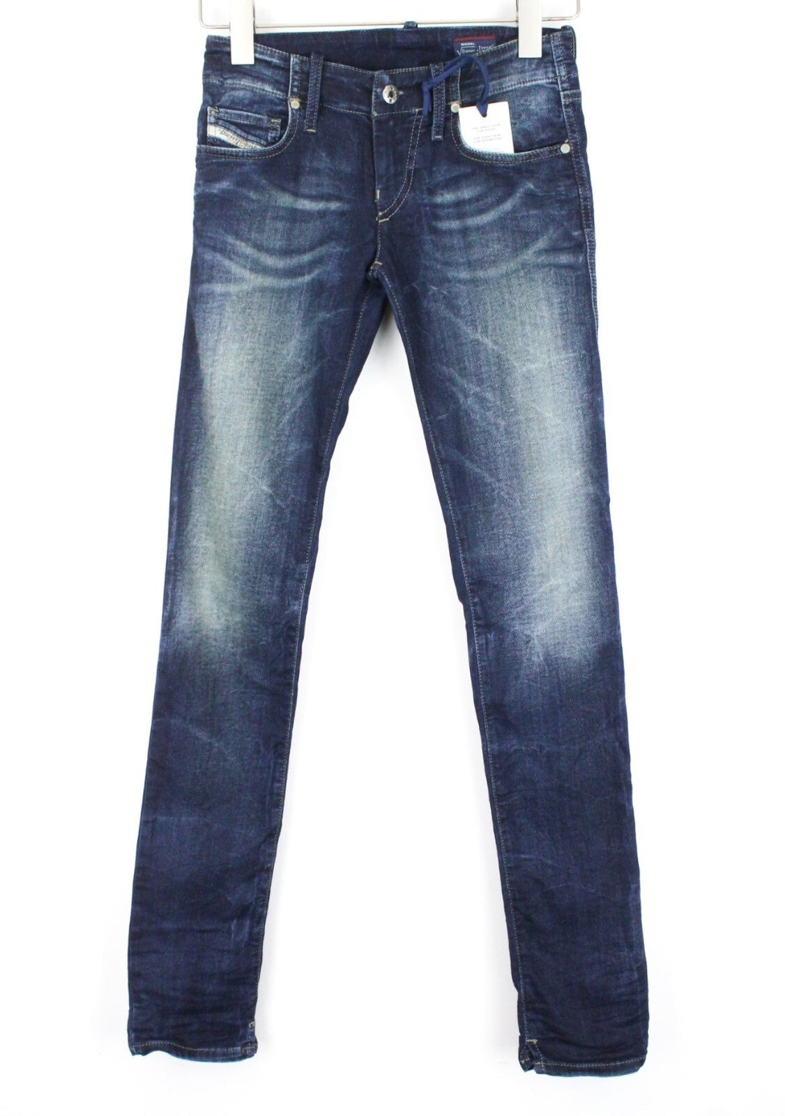 DIESEL Grupee-NE 0601L moteriški džinsai W25 Jogg Sweat Super Slim Stretch tamsiai mėlyni 