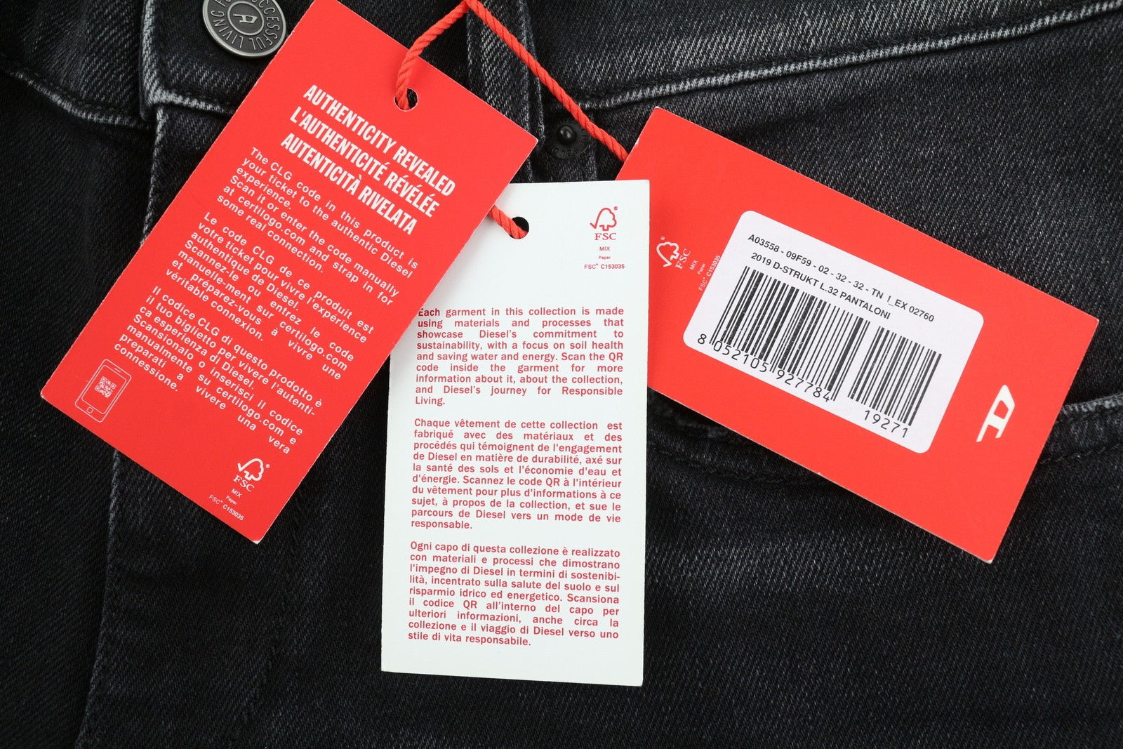 DIESEL 2019 D-Strukt 09F59 vyriški džinsai W32/L32 Slim Ripped skalbti RRP 250 € 