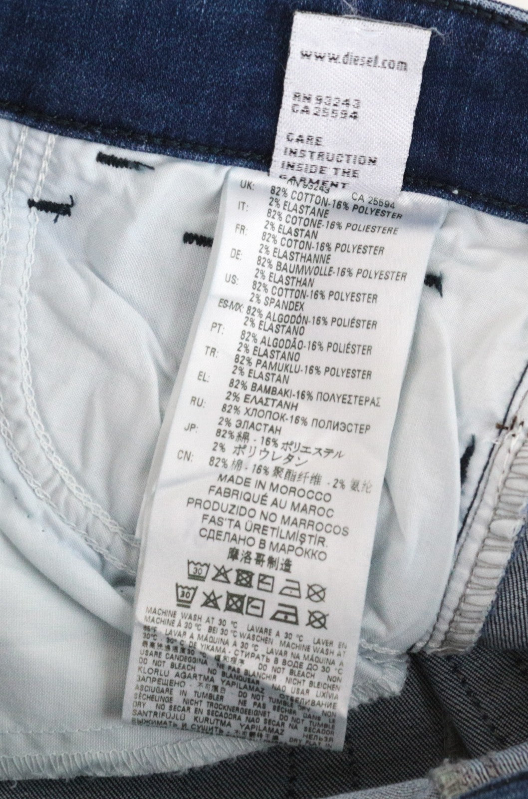 DIESEL Slandy 089AI moteriški džinsai W26/L32 itin aptempti medvilniniai tamprūs džinsai, mėlyni 