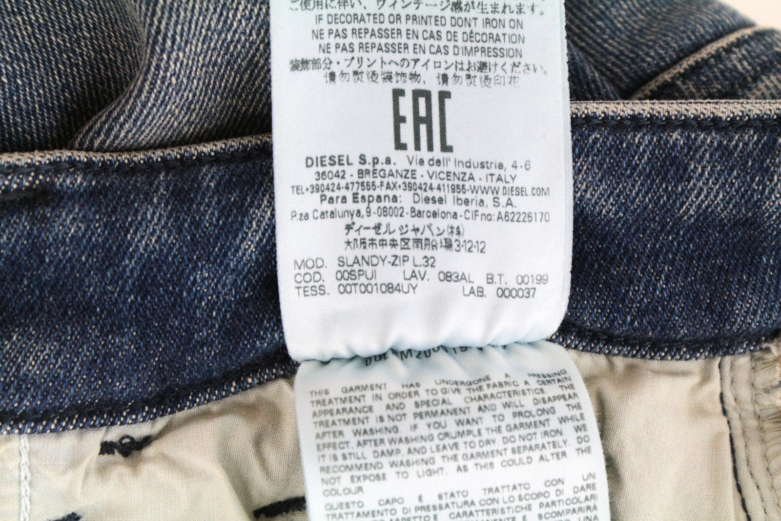 DIESEL Slandy-Zip 083AL moteriški džinsai W32/L32 itin aptempti, tamprūs, mėlyni 