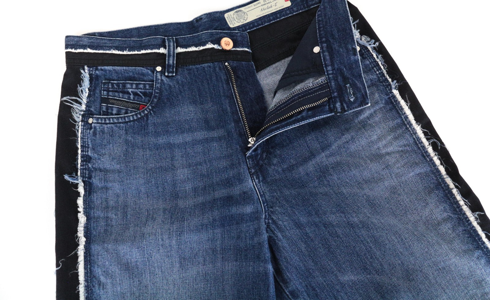 DIESEL Niclah-E 084TE moteriški džinsai W30/L32 tiesūs medvilniniai mėlyni skalbti džinsai 