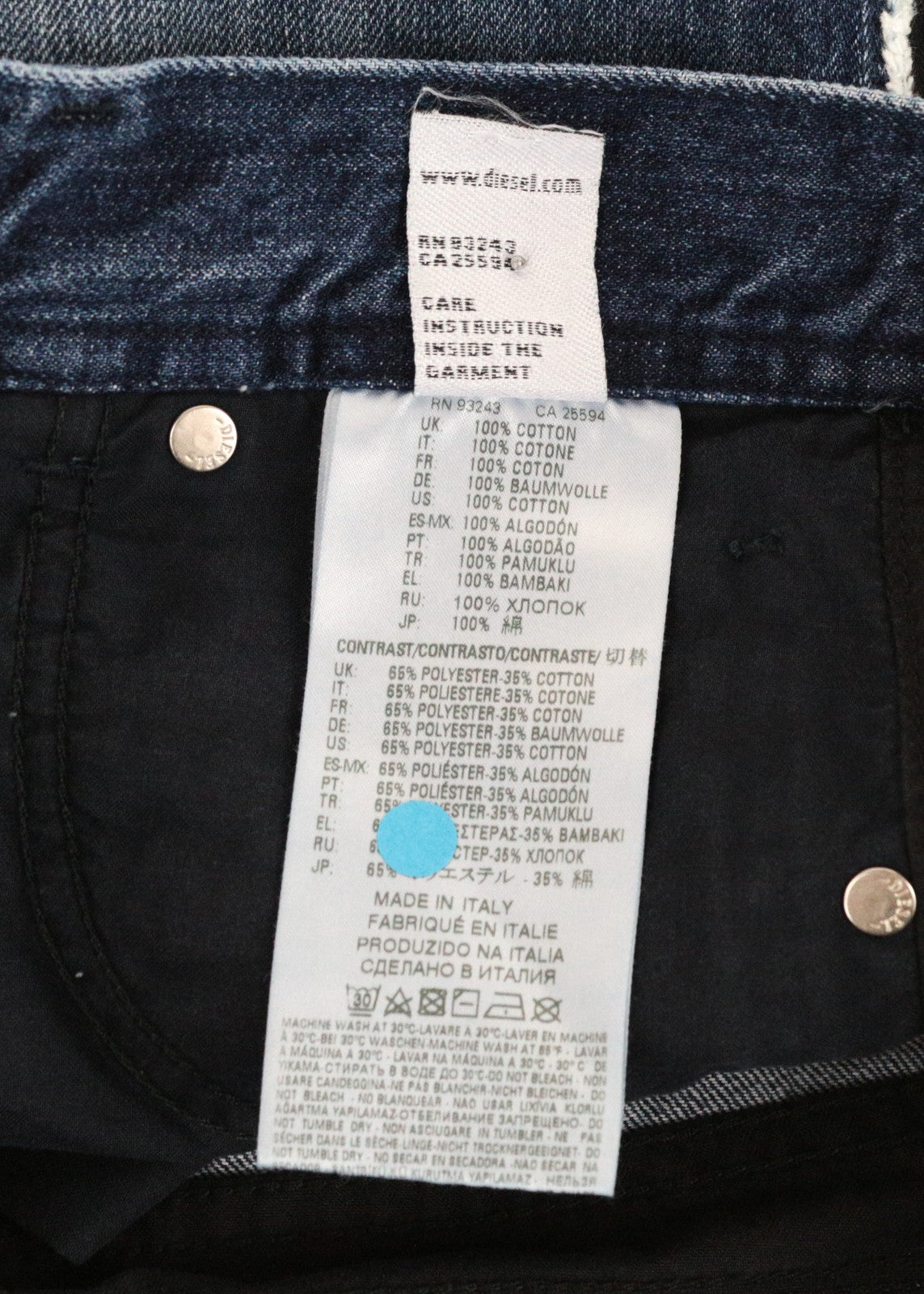 DIESEL Niclah-E 084TE moteriški džinsai W30/L32 tiesūs medvilniniai mėlyni skalbti džinsai 