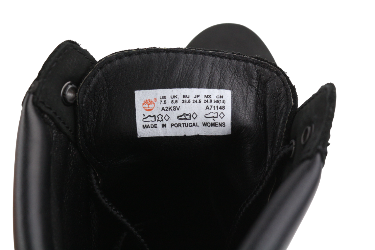 TIMBERLAND A2KSV moteriški batai EU38.5 UK5.5 juodi odiniai batai su raišteliais, migdolų nosis 