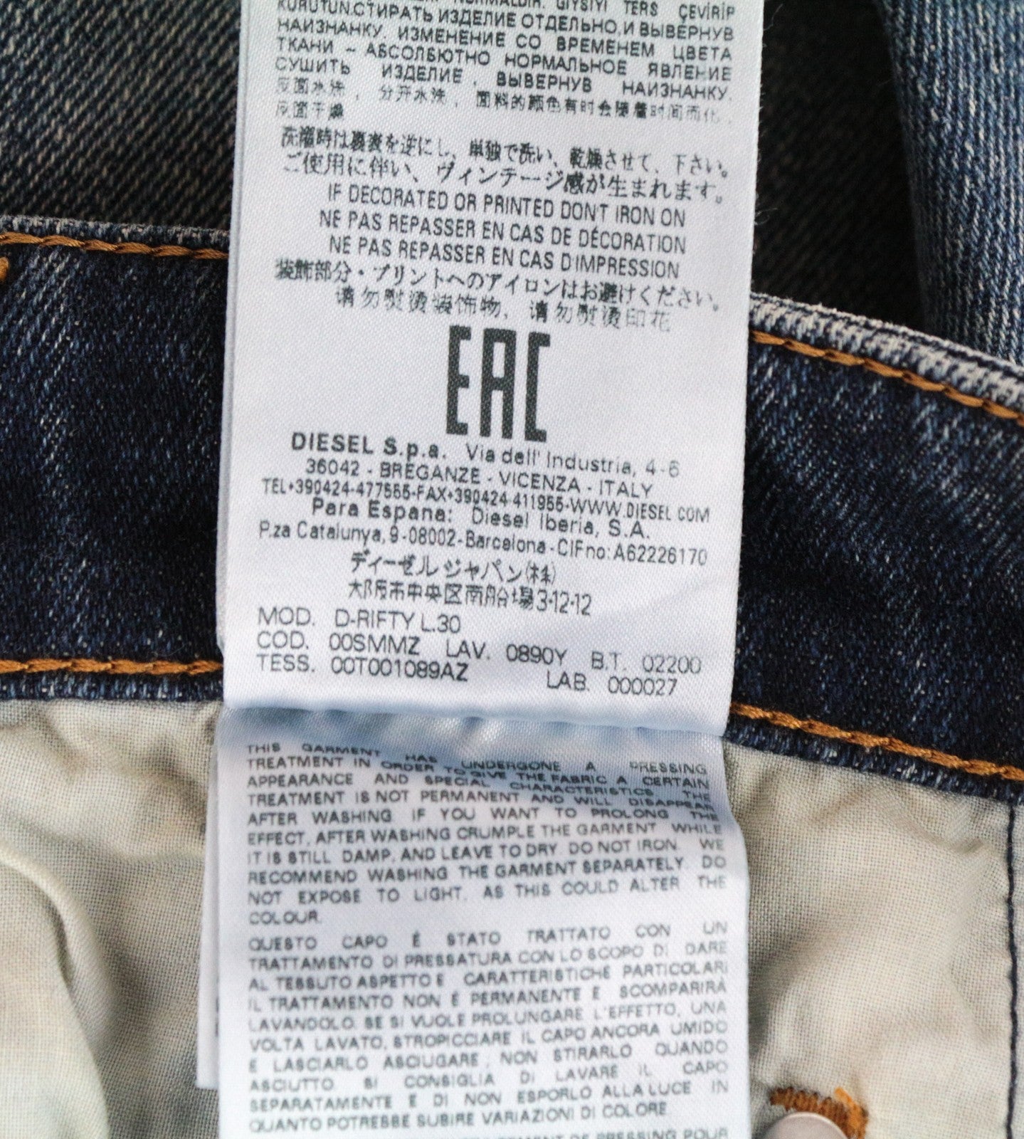 DIESEL D-Rifty 0890Y moteriški džinsai W25/L30 Slim Fit skalbtos medvilnės tamprės mėlyni 