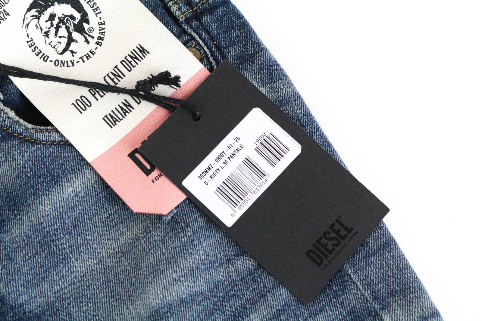 DIESEL D-Rifty 0890Y moteriški džinsai W25/L30 Slim Fit skalbtos medvilnės tamprės mėlyni 