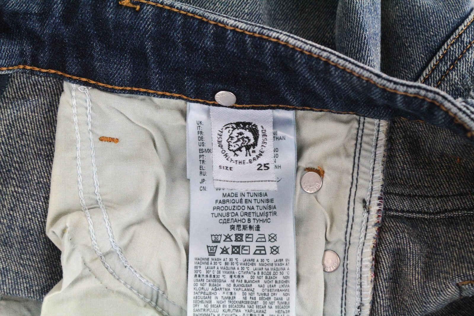 DIESEL D-Rifty 0890Y moteriški džinsai W25/L30 Slim Fit skalbtos medvilnės tamprės mėlyni 