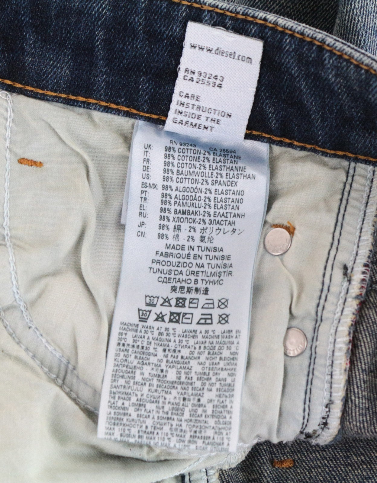 DIESEL D-Rifty 0890Y moteriški džinsai W25/L30 Slim Fit skalbtos medvilnės tamprės mėlyni 