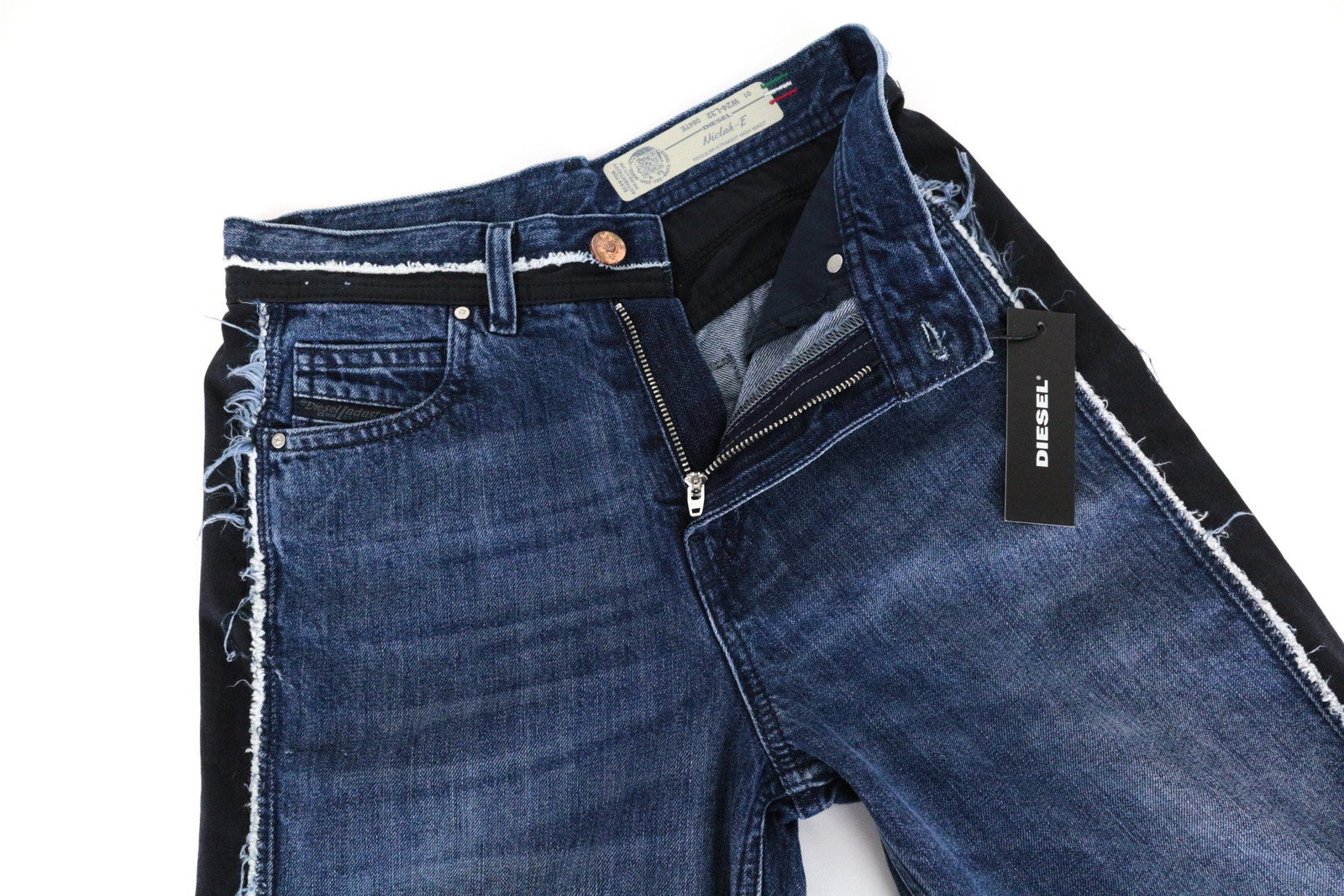 DIESEL Niclah-E 084TE moteriški džinsai W24/L32 tiesūs medvilniniai mėlyni skalbti mergaitėms 