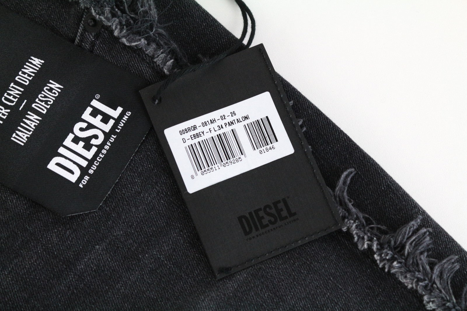 DIESEL D-Ebbey-F 081AH moteriški džinsai W26/L34 laisvo kirpimo medvilniniai tamprūs džinsai, pilki, skalbti 