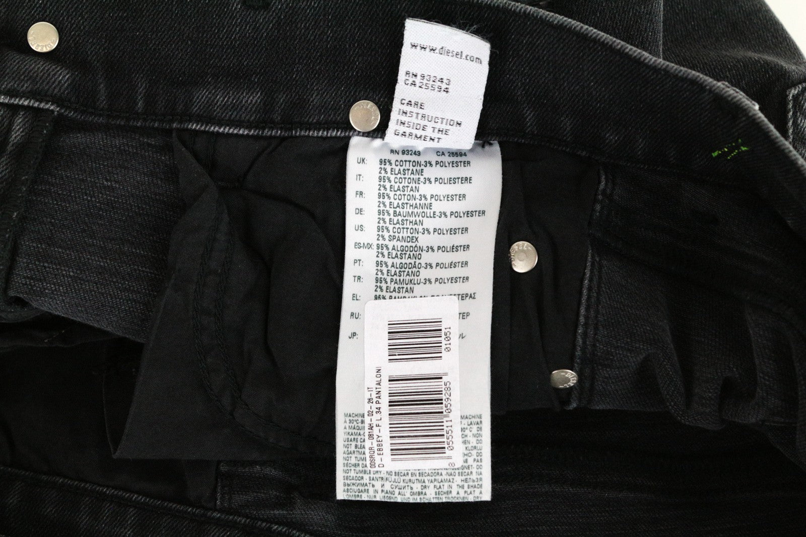 DIESEL D-Ebbey-F 081AH moteriški džinsai W26/L34 laisvo kirpimo medvilniniai tamprūs džinsai, pilki, skalbti 