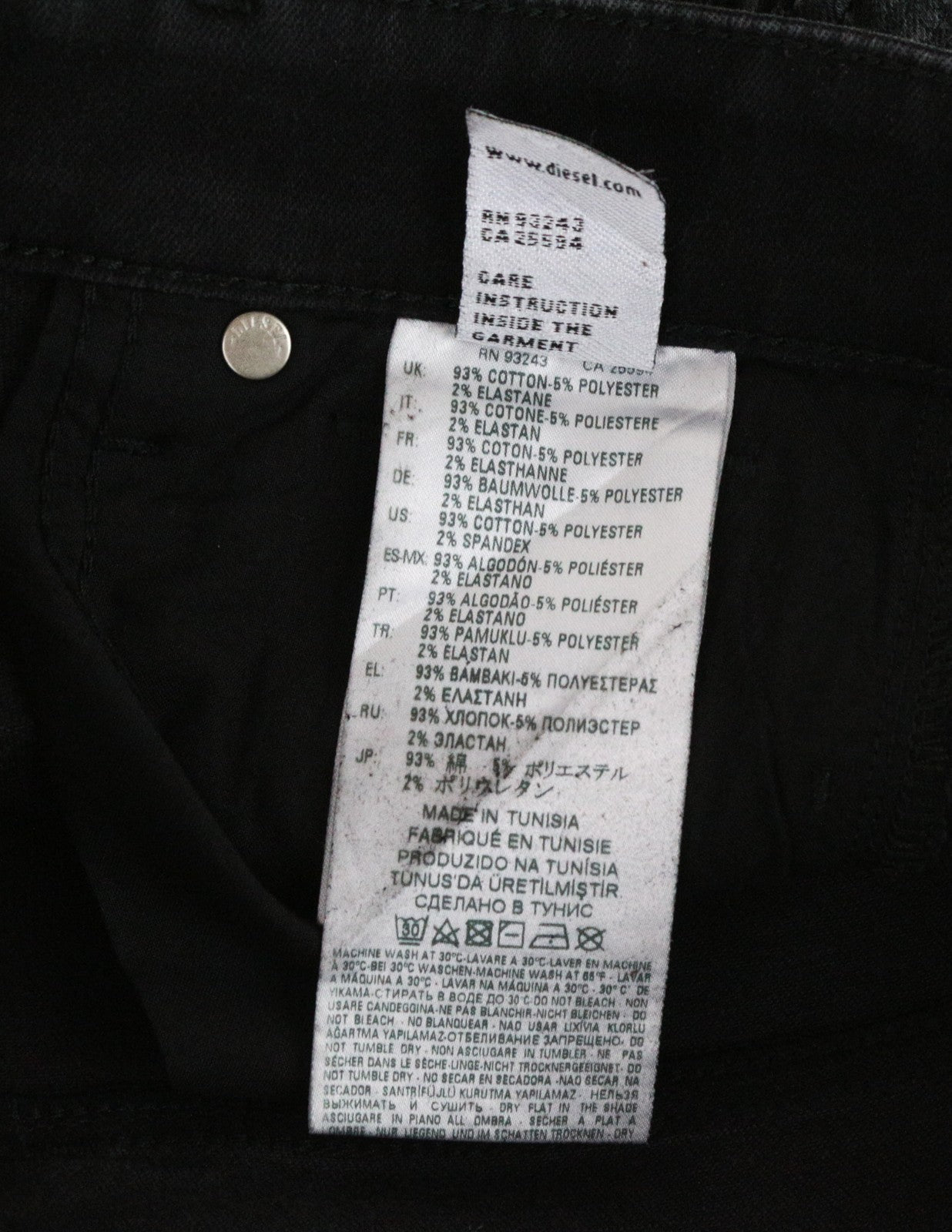 DIESEL Slandy 069DE moteriški džinsai W26/L30 itin aptempti, juodi, tamprūs medvilniniai džinsai 