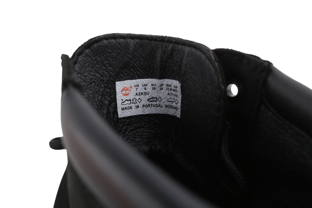 TIMBERLAND A2KSV moteriški batai EU38 UK5 juodi odiniai su raišteliais, migdolų nosis 