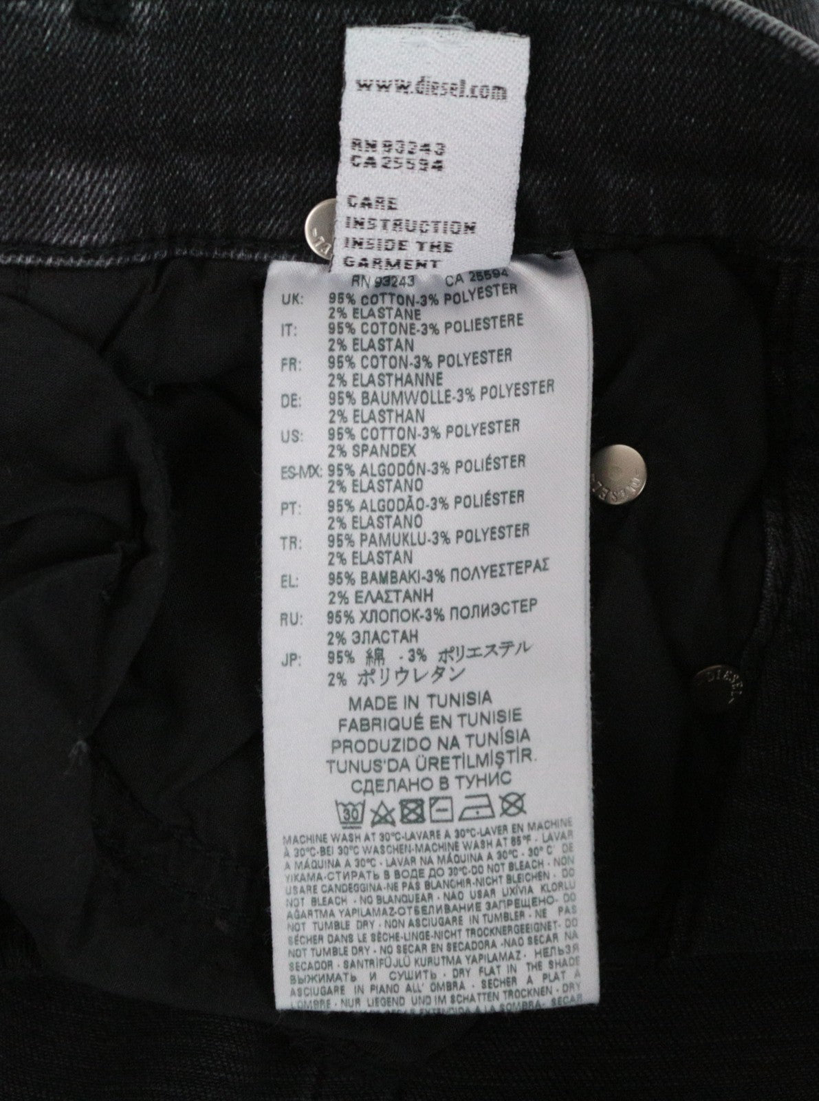 DIESEL D-Ebbey-F 081AH moteriški džinsai W26/L32 su laisvu kirpimu, tampria medvilnine juostele ir pilkais plyšiais.