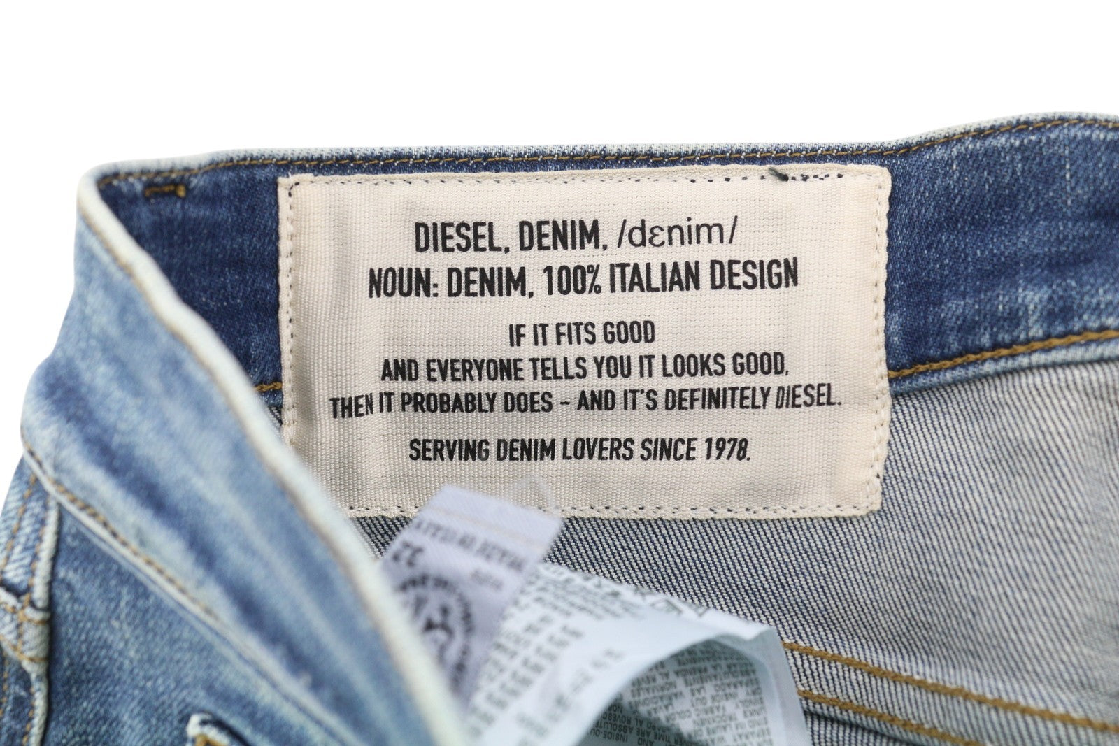 DIESEL D-Strukt 009IT vyriški džinsai W32/L32 Slim Stretch su užtrauktuku, skalbtos mėlynos spalvos 