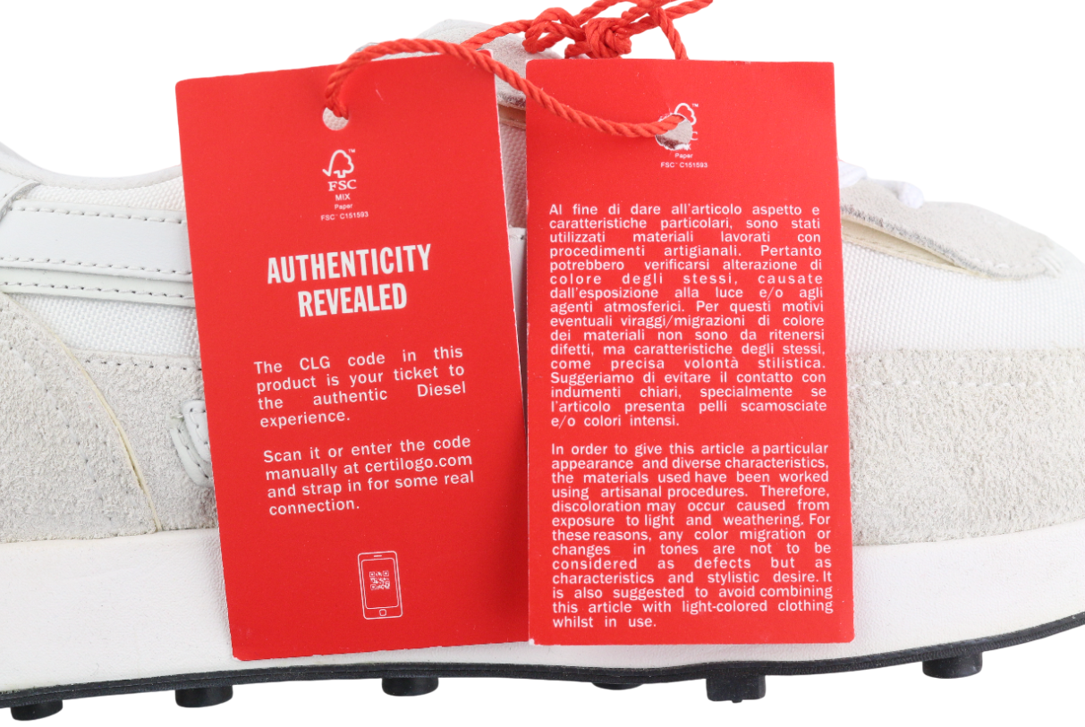 DIESEL S-Racer-Lc vyriški sportbačiai, EU41, balti, odiniai, kaina žemu pamušalu, 195 € 