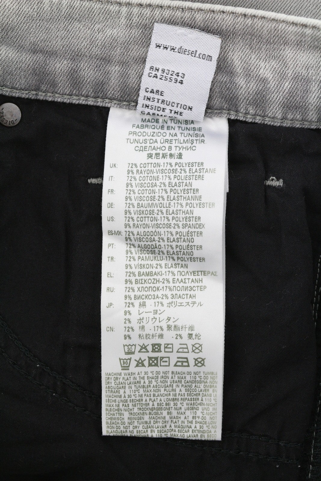 DIESEL D-Strukt 069RE vyriški džinsai W31/L34, ploni, tamprūs užtrauktukai, pilki, RRP 180 € 