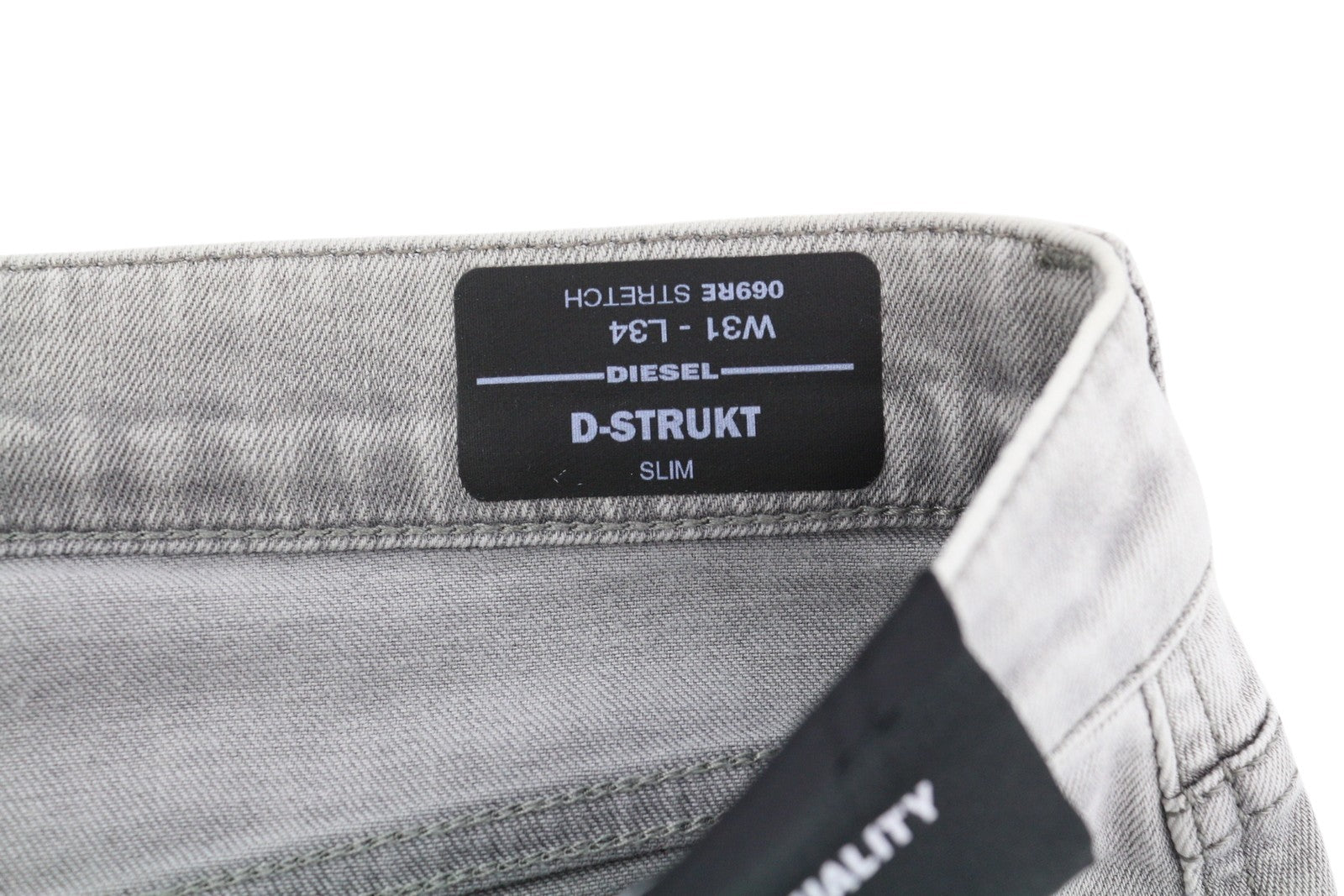 DIESEL D-Strukt 069RE vyriški džinsai W31/L34, ploni, tamprūs užtrauktukai, pilki, RRP 180 € 