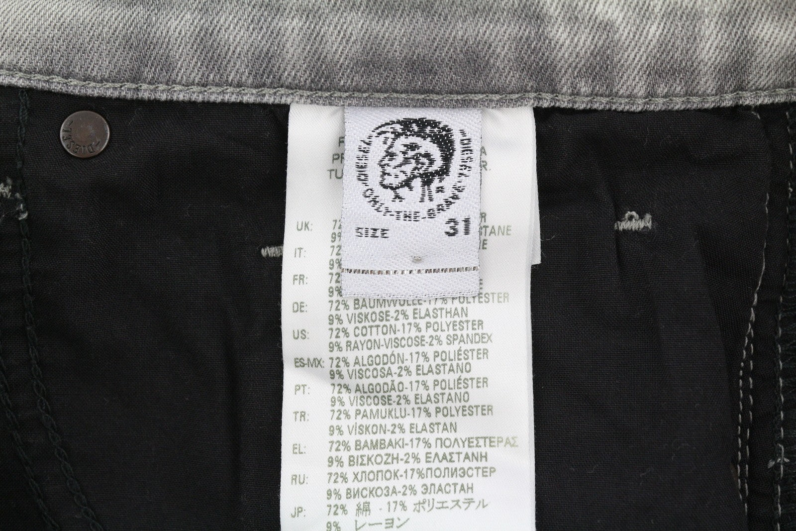 DIESEL D-Strukt 069RE vyriški džinsai W31/L34, ploni, tamprūs užtrauktukai, pilki, RRP 180 € 