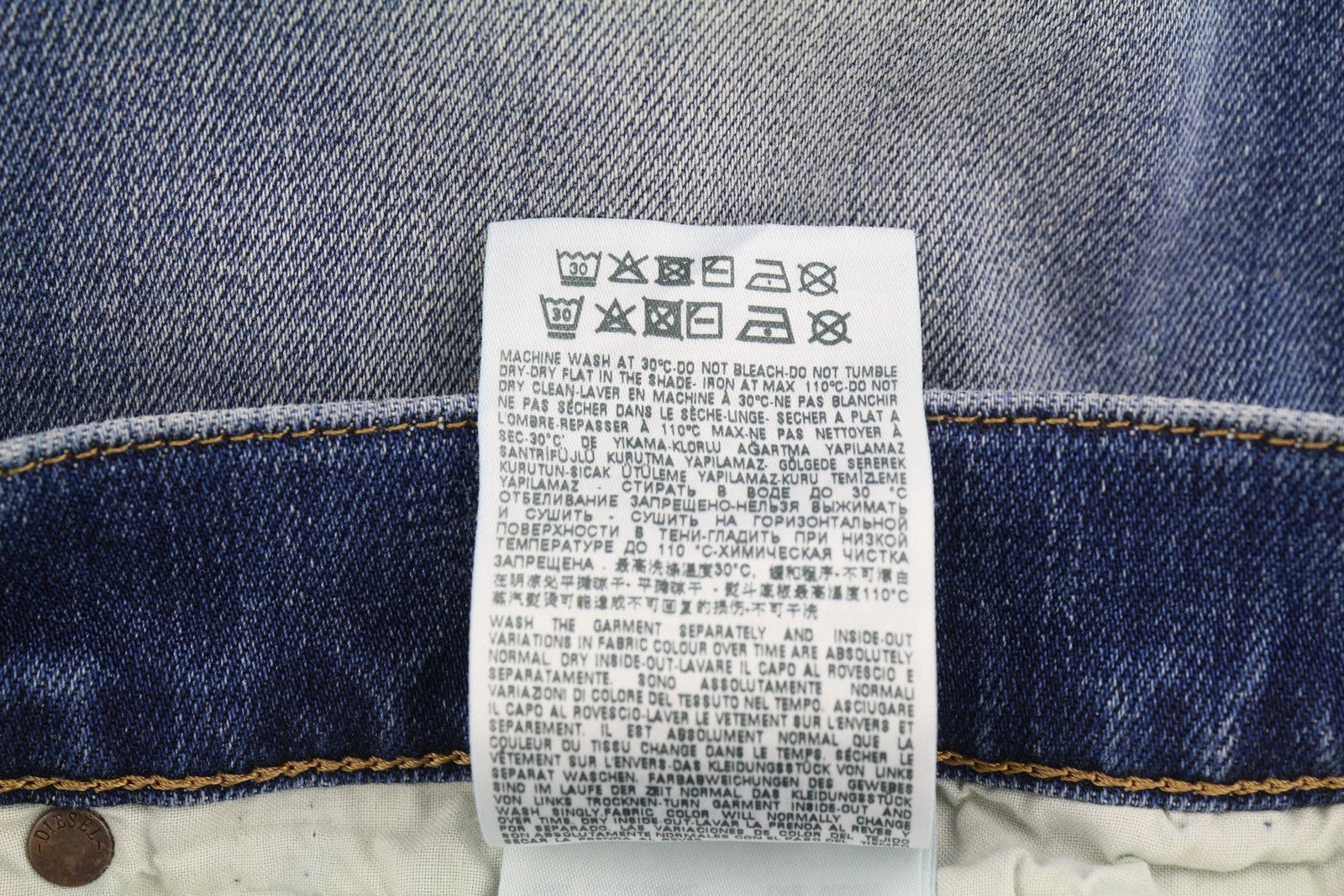 DIESEL D-Fining 009RS vyriški džinsai W31/L30 siaurėjantys tamprūs skalbtos mėlynos spalvos 