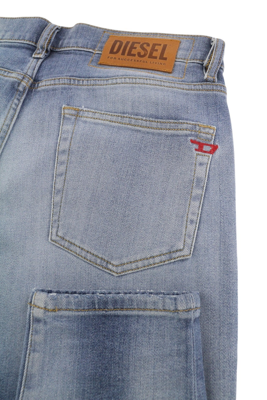 DIESEL D-Strukt 009NF vyriški džinsai W36/L32 Slim Stretch su užtrauktuku, skalbtos mėlynos spalvos 