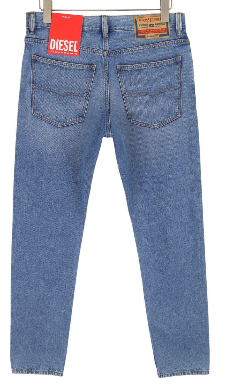 DIESEL 1995 9C16S vyriški džinsai W32/L32 ploni tiesūs klešniai, vidutinio juosmens, skalbtos mėlynos spalvos 