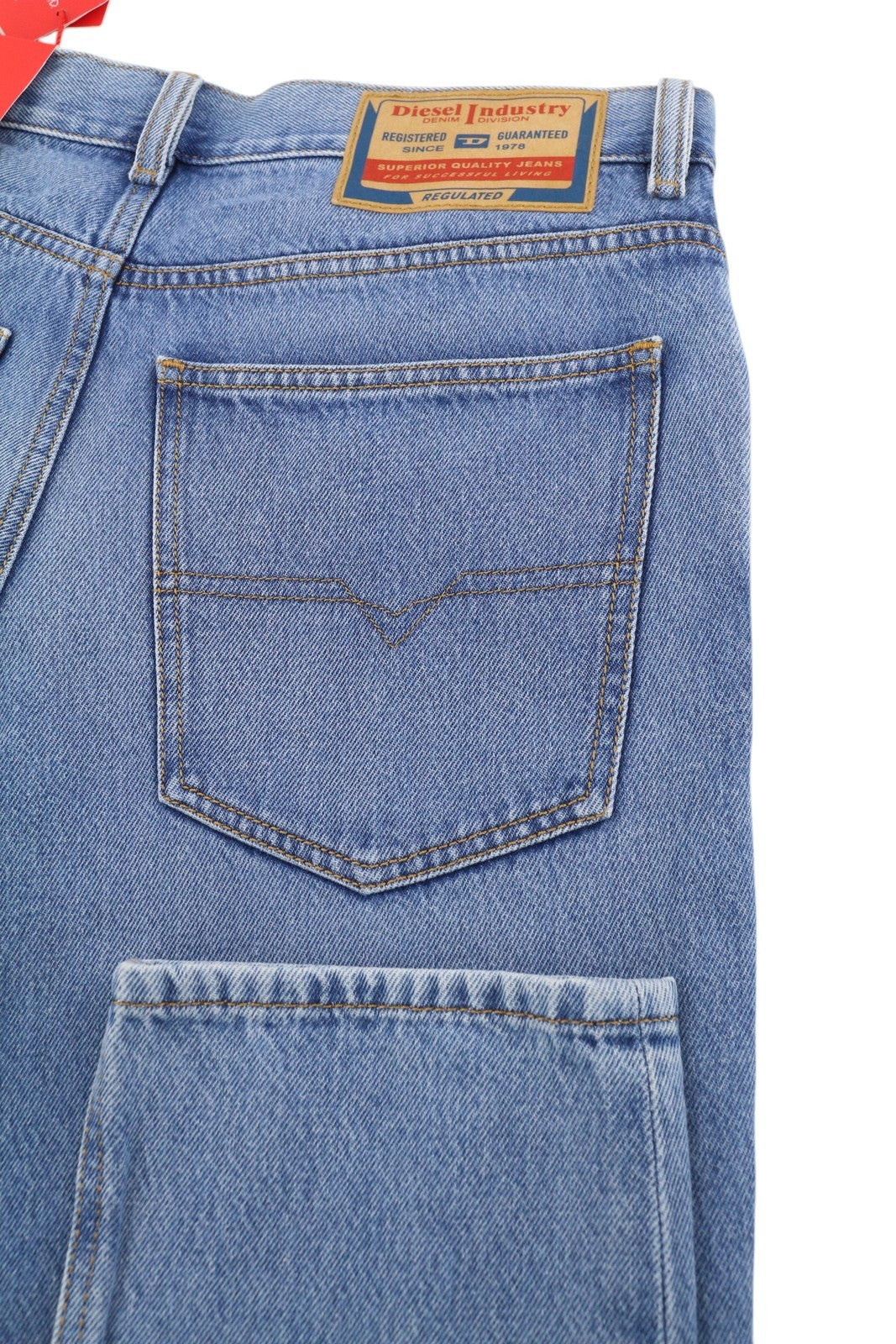 DIESEL 1995 9C16S vyriški džinsai W32/L32 ploni tiesūs klešniai, vidutinio juosmens, skalbtos mėlynos spalvos 