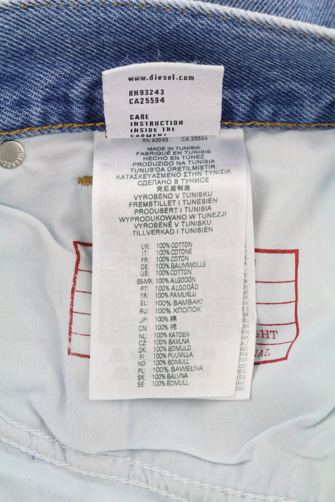 DIESEL 1995 9C16S vyriški džinsai W32/L32 ploni tiesūs klešniai, vidutinio juosmens, skalbtos mėlynos spalvos 