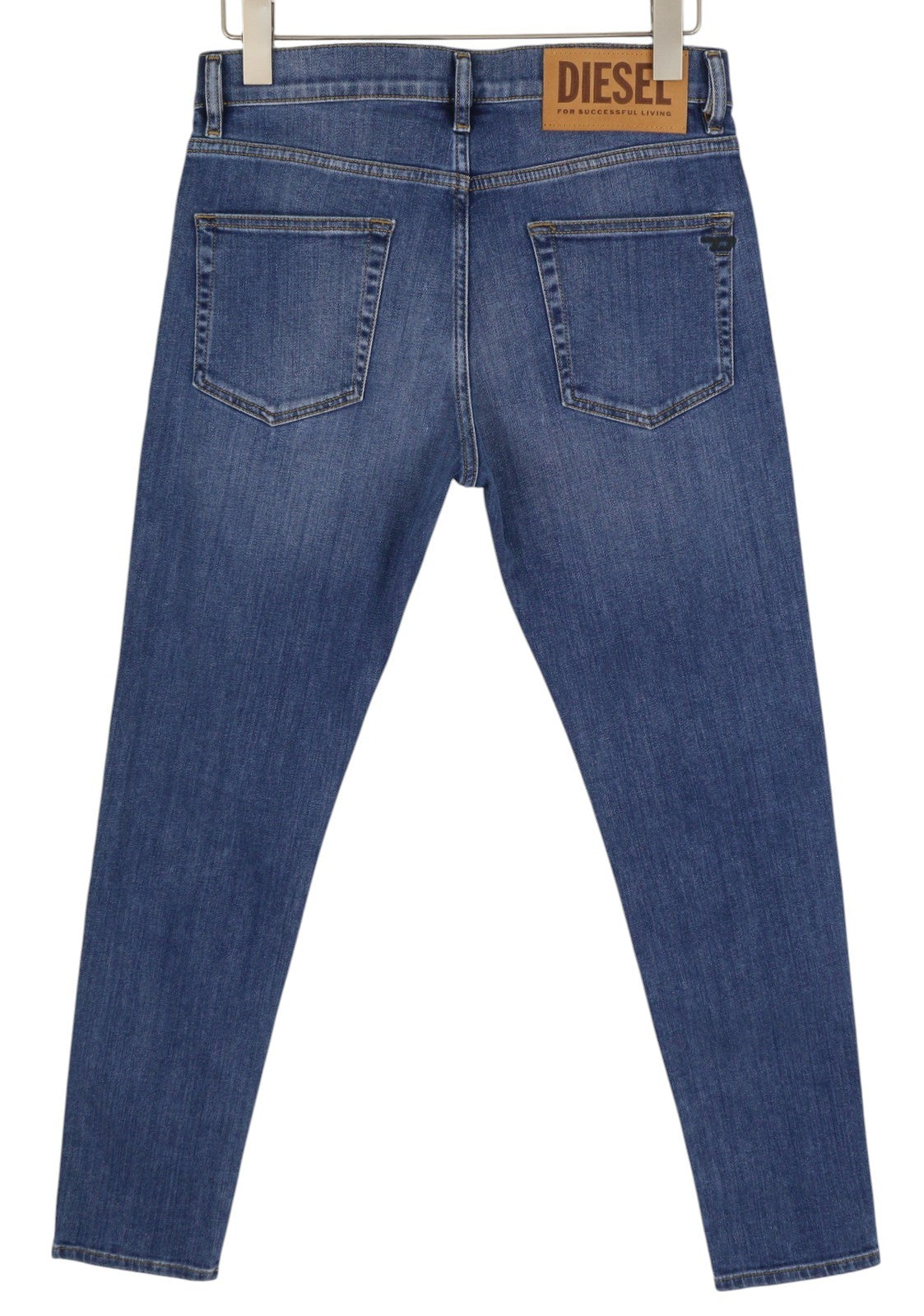 DIESEL D-Strukt 09A80 vyriški džinsai W30/L30 Slim Stretch su užtrauktuku, skalbtos mėlynos spalvos 