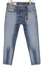 DIESEL D-Strukt 009NF vyriški džinsai W31/L30 Slim Stretch su užtrauktuku, skalbtos mėlynos spalvos 