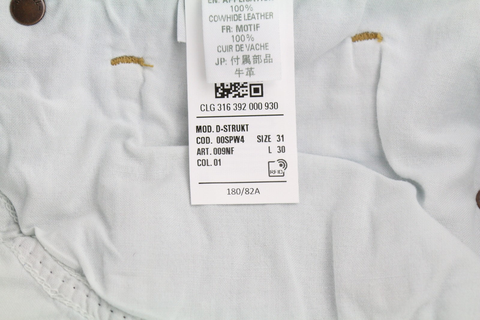 DIESEL D-Strukt 009NF vyriški džinsai W31/L30 Slim Stretch su užtrauktuku, skalbtos mėlynos spalvos 