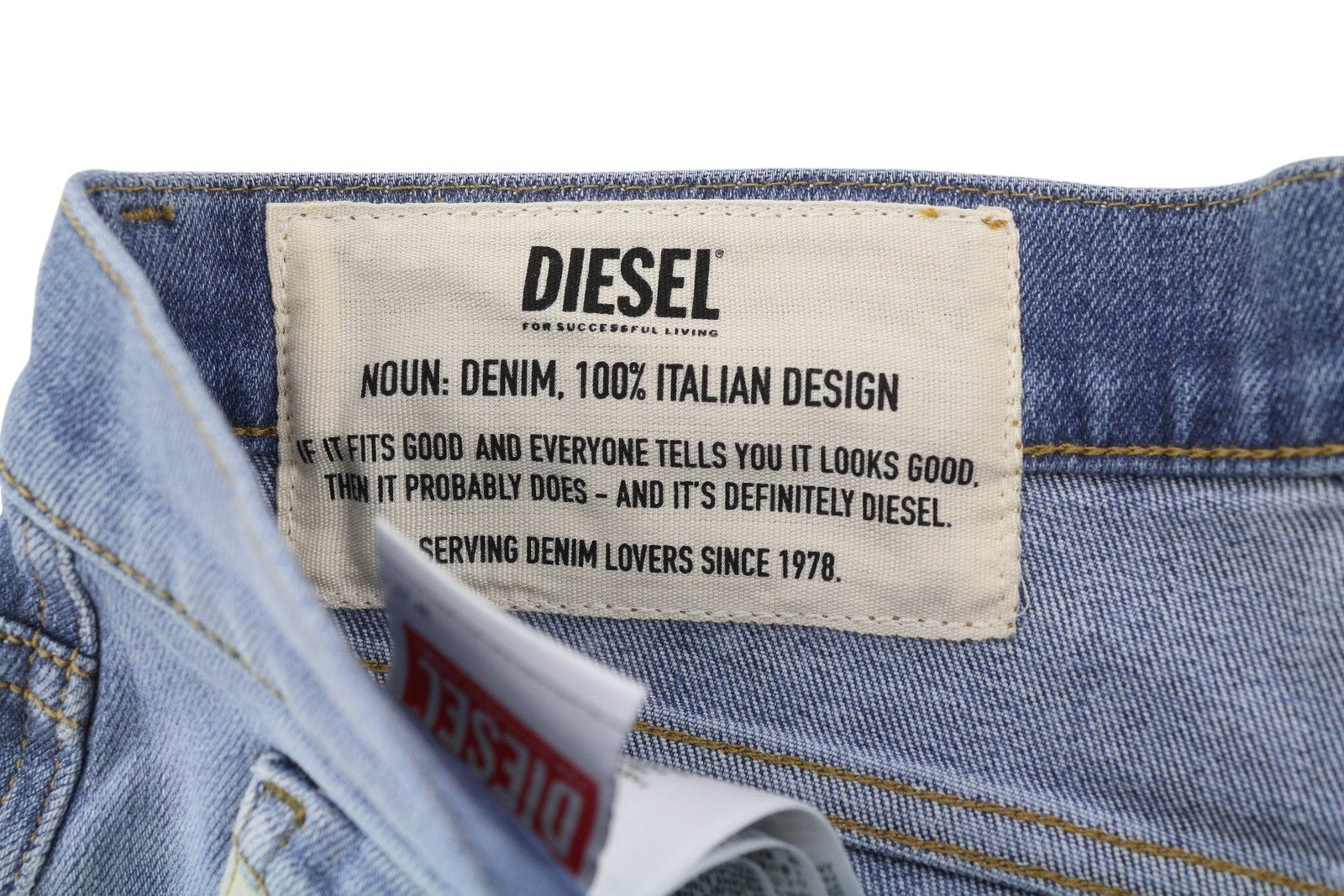 DIESEL D-Strukt 009NF vyriški džinsai W31/L30 Slim Stretch su užtrauktuku, skalbtos mėlynos spalvos 