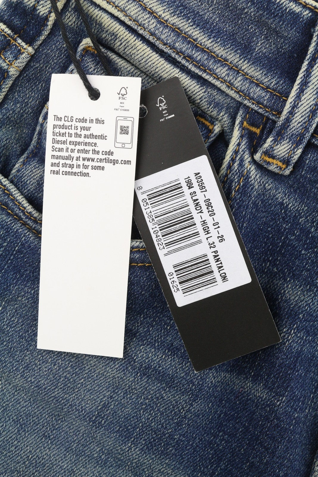 DIESEL D-Slandy-High-Z 09C20 moteriški džinsai W26/L32 aptempti, skalbti, rekomenduojama mažmeninė kaina – 160 €, mėlyni 