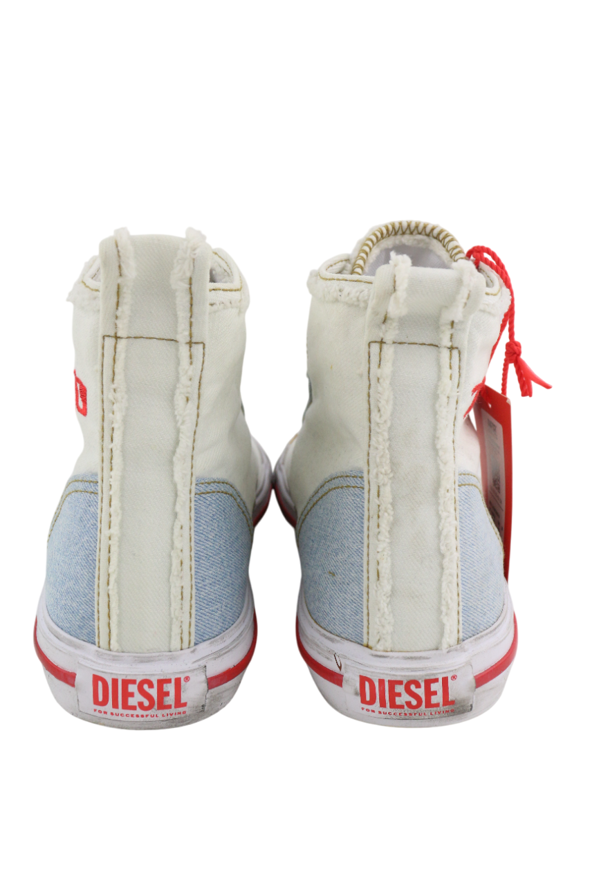 DIESEL S-Athos Mid moteriški sportbačiai, 39 €, balti, suvarstomi, migdolų spalvos, rekomenduojama kaina – 175 € 