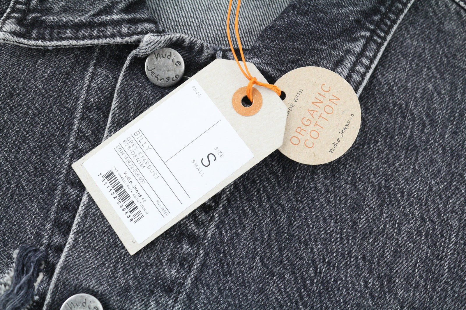 Nudie Jeans Billy Grey Stardust  Mens Jacket S PL Neck Unlined Pockets