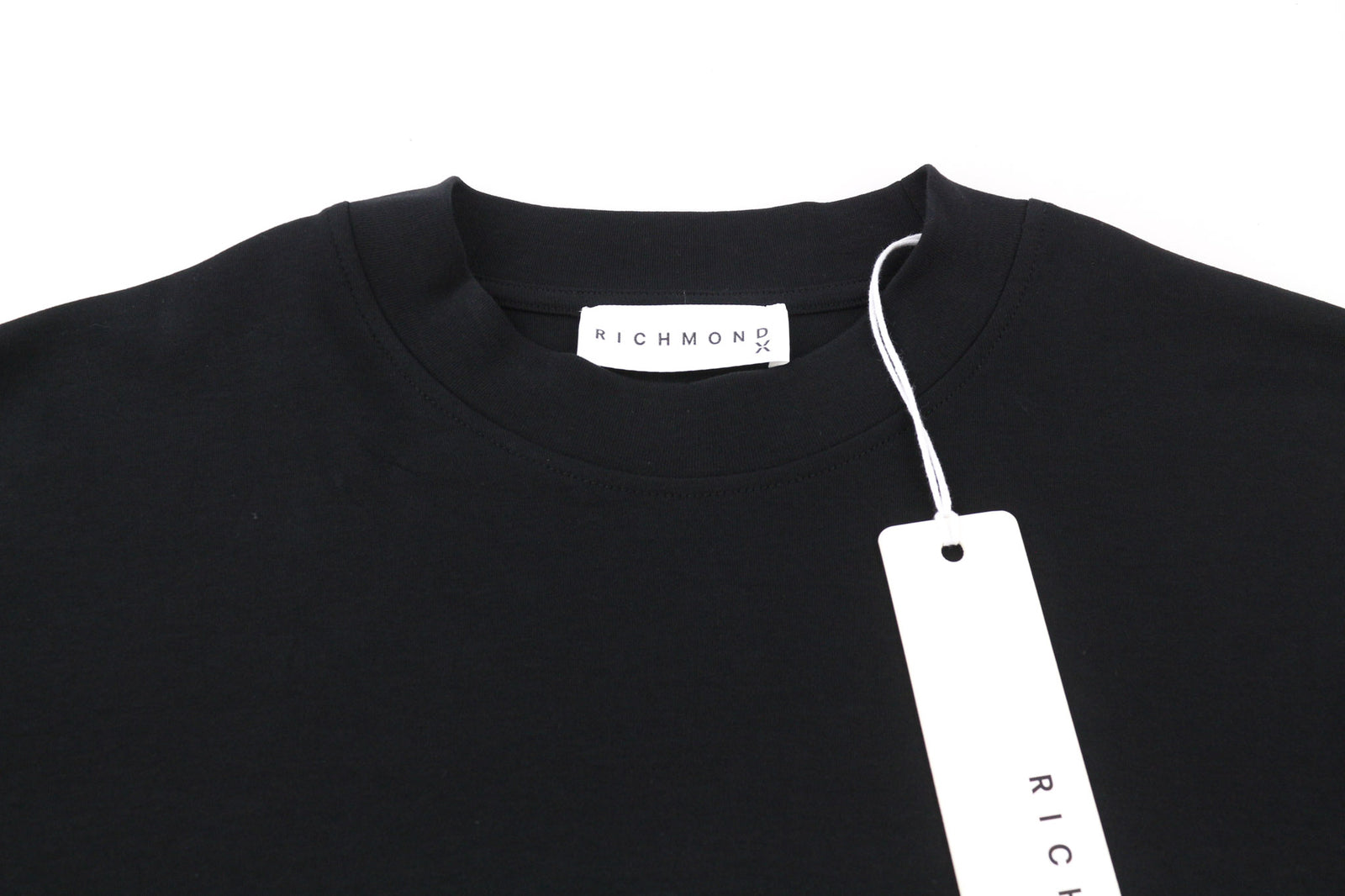 RICHMOND vyriški marškinėliai S, juodi, dideli, laisvi, apvalios iškirptės, su raštu, tampri medvilnė, logotipas 