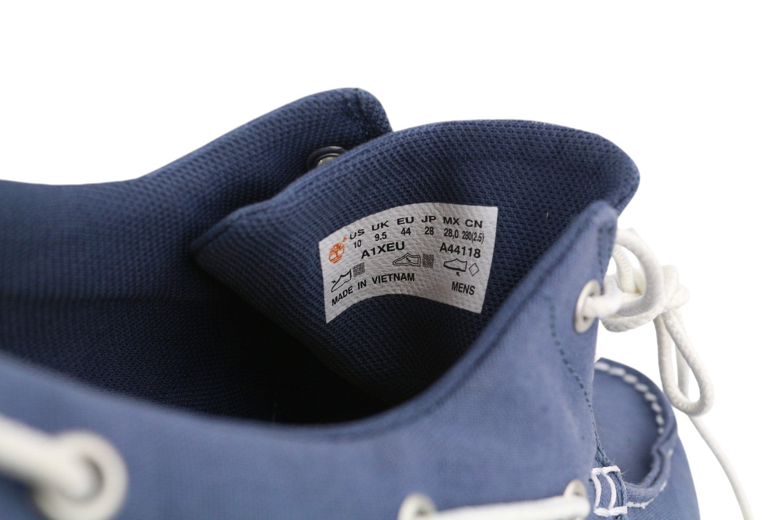 TIMBERLAND A1YEU vyriški batai EU44/44.5 mėlyni su raišteliais užsegami žemapadžiai laiviniai laisvalaikio batai 