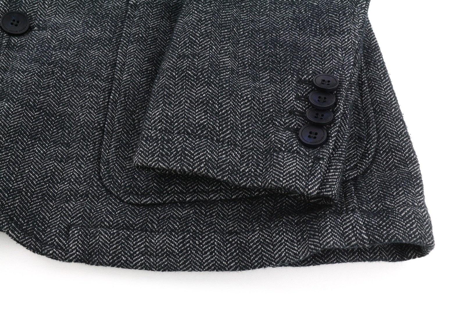 JACOB COHEN J521 vyriškas švarkas 52 tamsiai pilkas su medvilnės vilnos raštu ir be pamušalo 