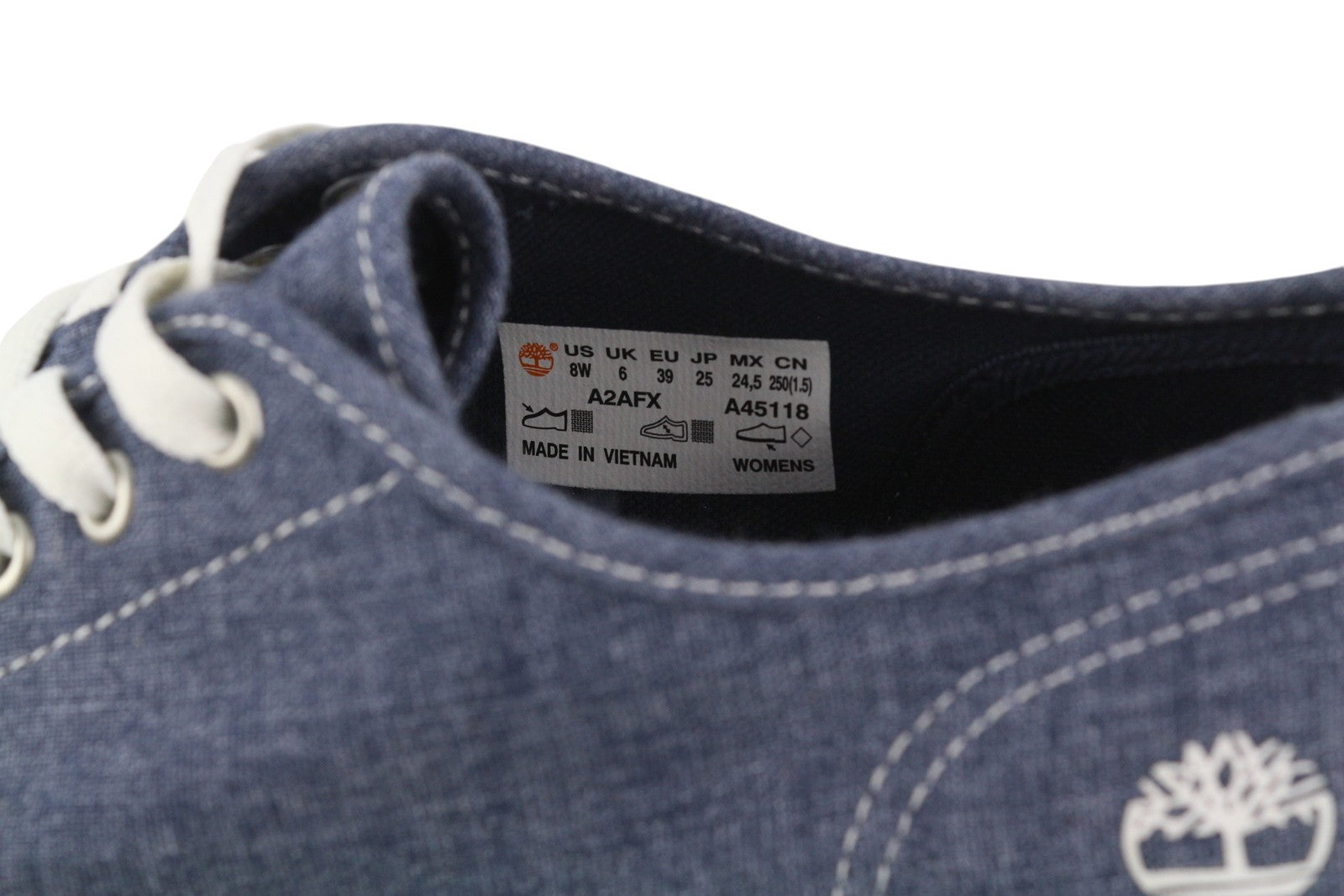 TIMBERLAND A2AFX moteriški sportbačiai, 39/39.5 dydžio, mėlyni, džinsinio audinio, žemapadžiai, suvarstomi bateliai. 