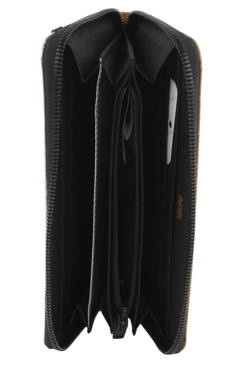 DIESEL moteriška piniginė su 24 kišenėmis, vieno dydžio, ruda, užsegama užtrauktuku, visiems metų laikams. 