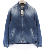 NUDIE Torkel Vintage mėlyna vyriška striukė XS su vilnoniu pamušalu ir išblukusiomis kaklo kišenėmis 