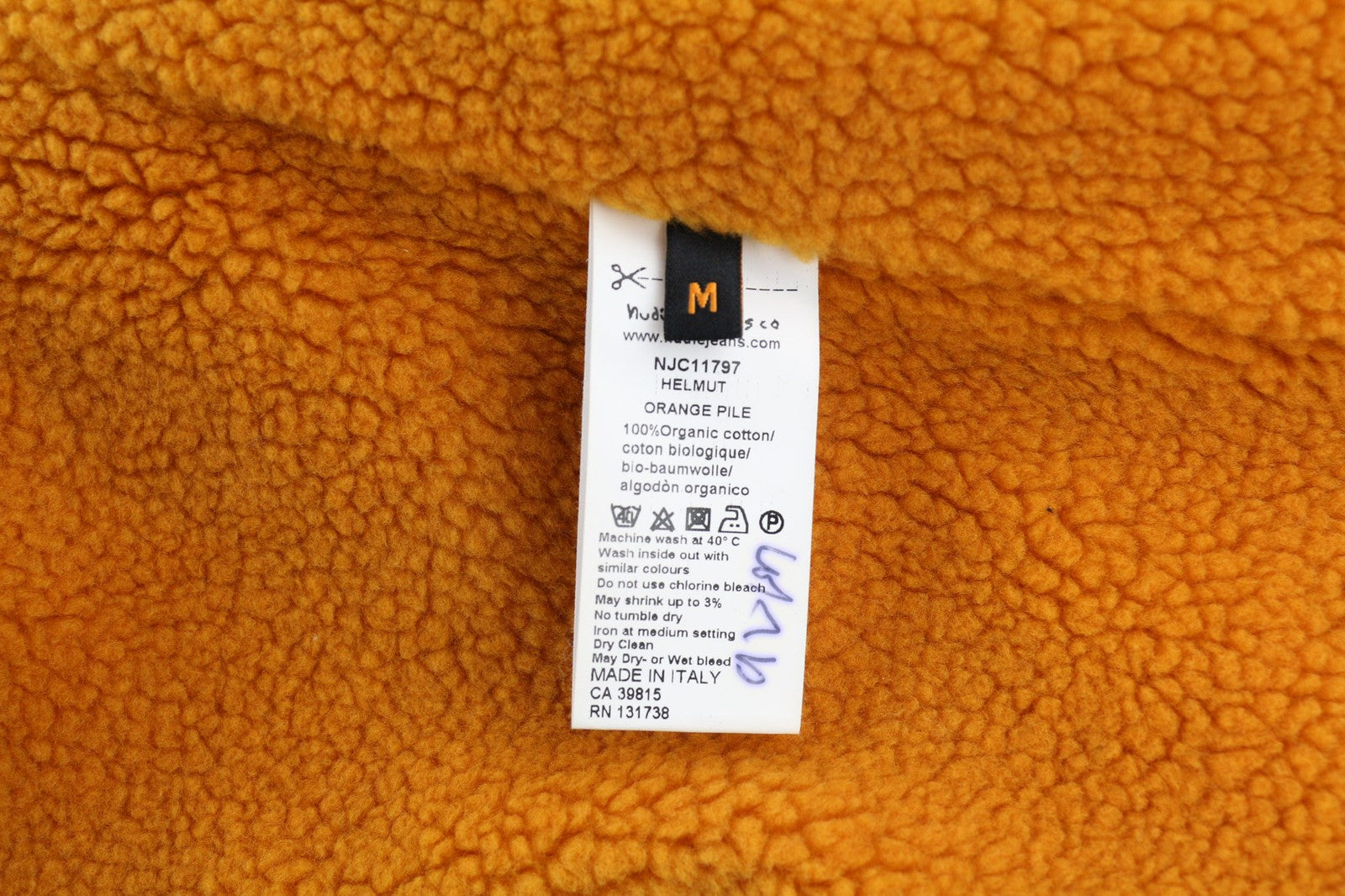 NUDIE Helmut Orange Pile vyriška striukė M Sherpa Inside Dark Blue PL 