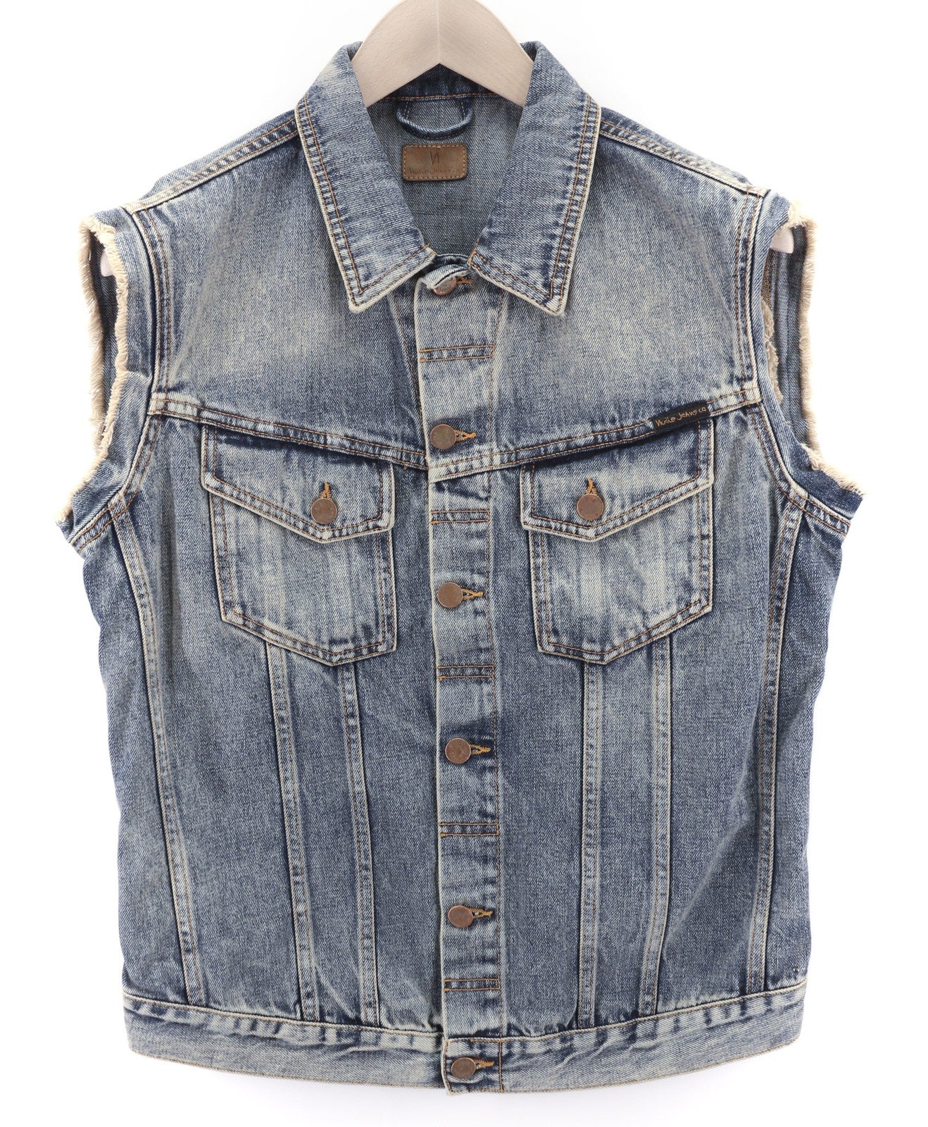 NUDIE Willy Shimmering Indigo vyriška liemenė be rankovių, dirbtinė oda M 