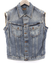 NUDIE Willy Shimmering Indigo vyriška liemenė be rankovių, dirbtinė oda M 