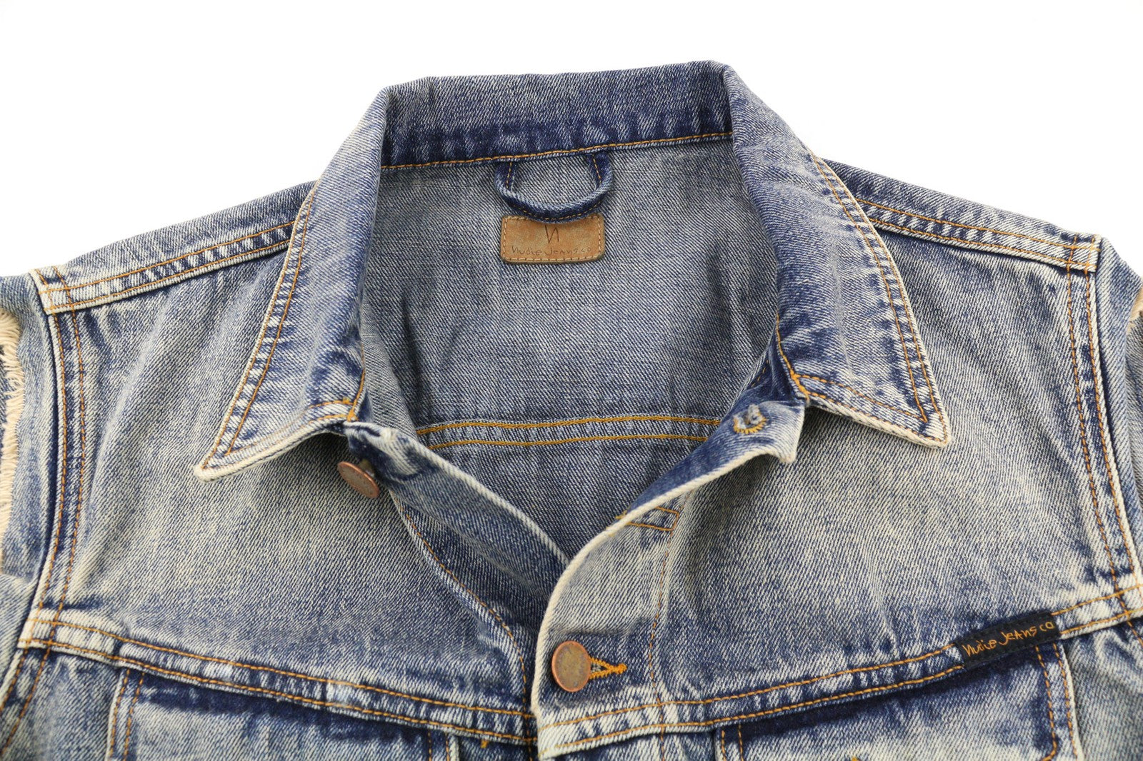 NUDIE Willy Shimmering Indigo vyriška liemenė be rankovių, dirbtinė oda M 