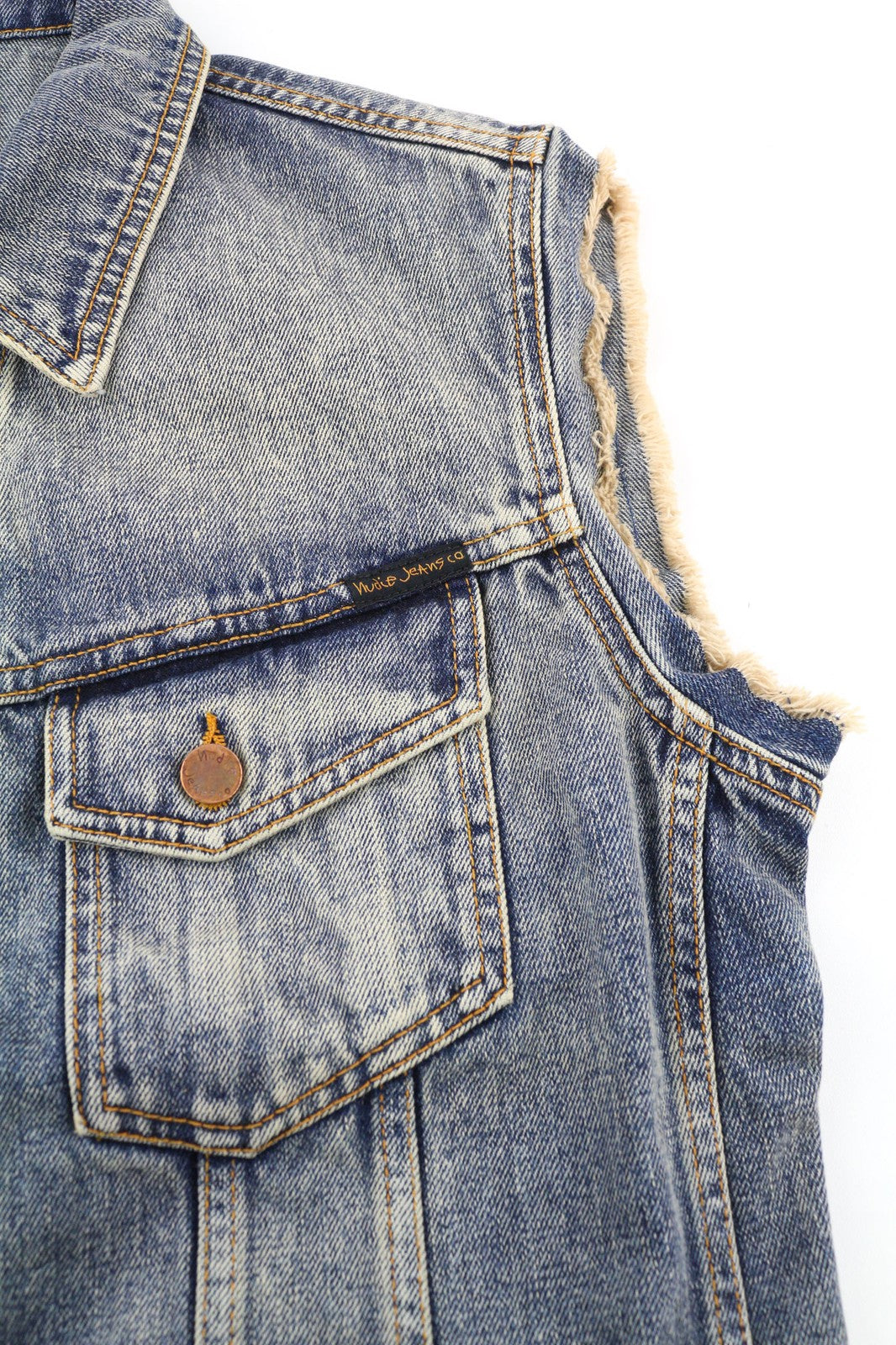 NUDIE Willy Shimmering Indigo vyriška liemenė be rankovių, dirbtinė oda M 