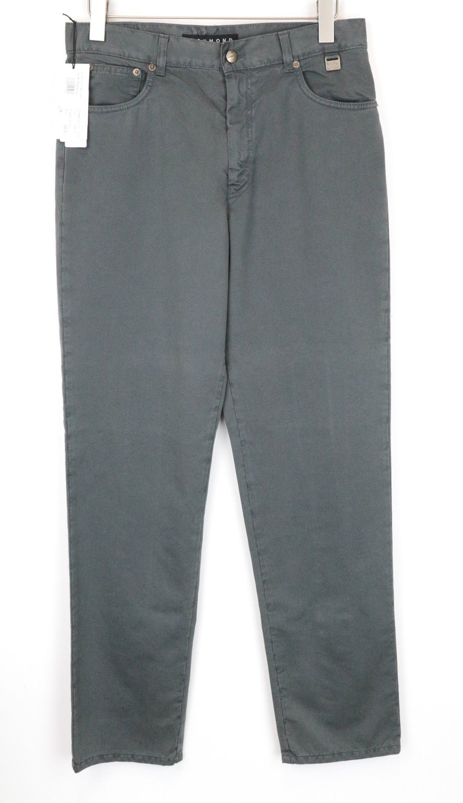 RICHMOND Men's 32 Grey Cotton 5-Pocket Flat Front Casual Pants